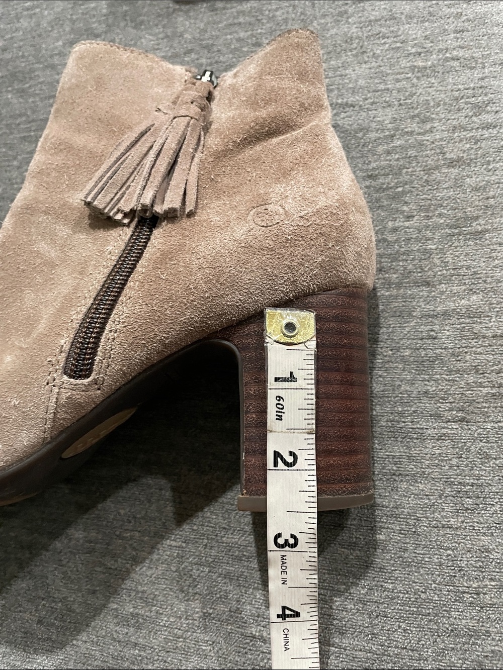 Born Bootie Tassel Taupe Suede Leather Boots Size 8.5 - Picture 11 of 14
